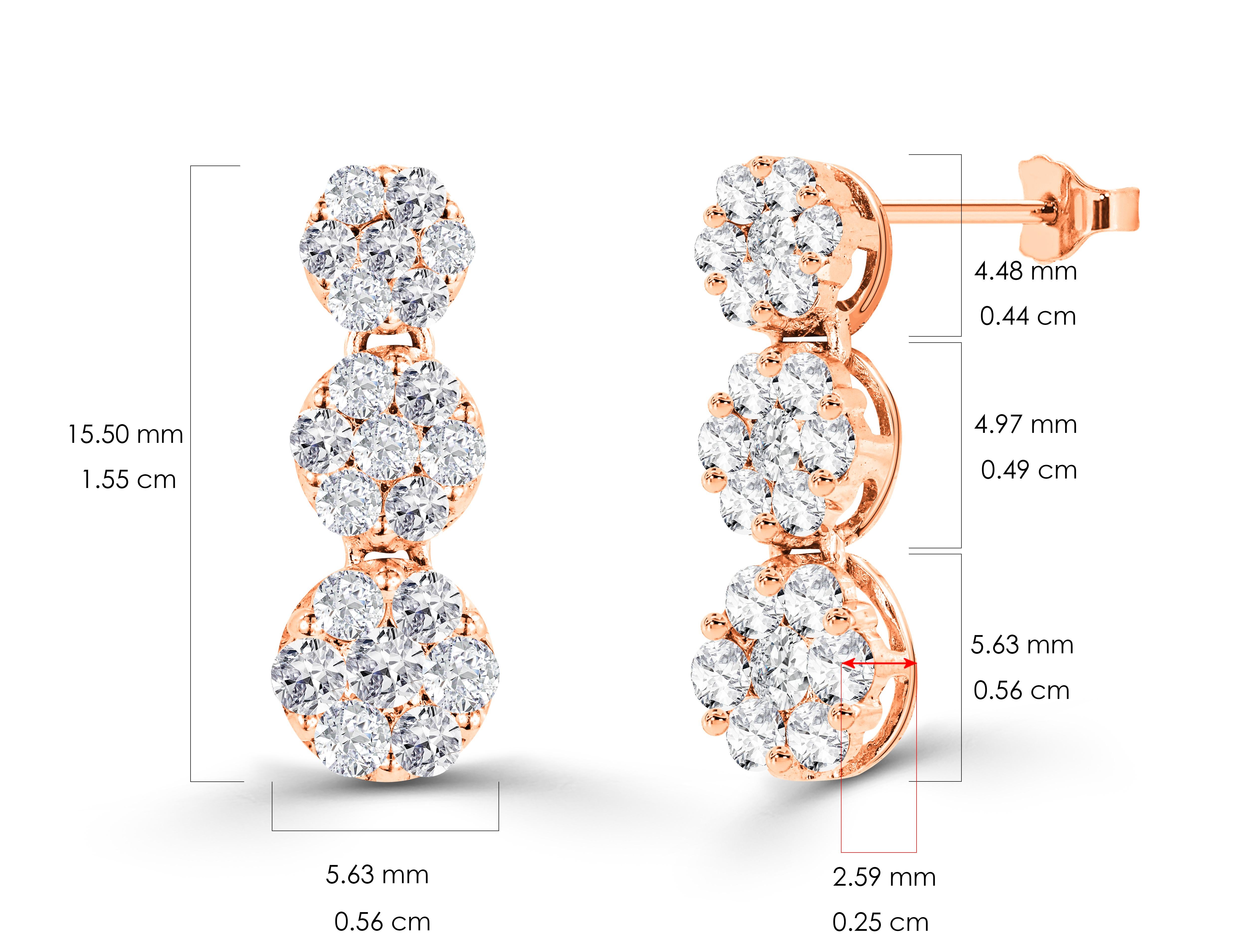 0,85ct Diamant-Tropfen-Ohrringe aus 14k Gold im Angebot 3