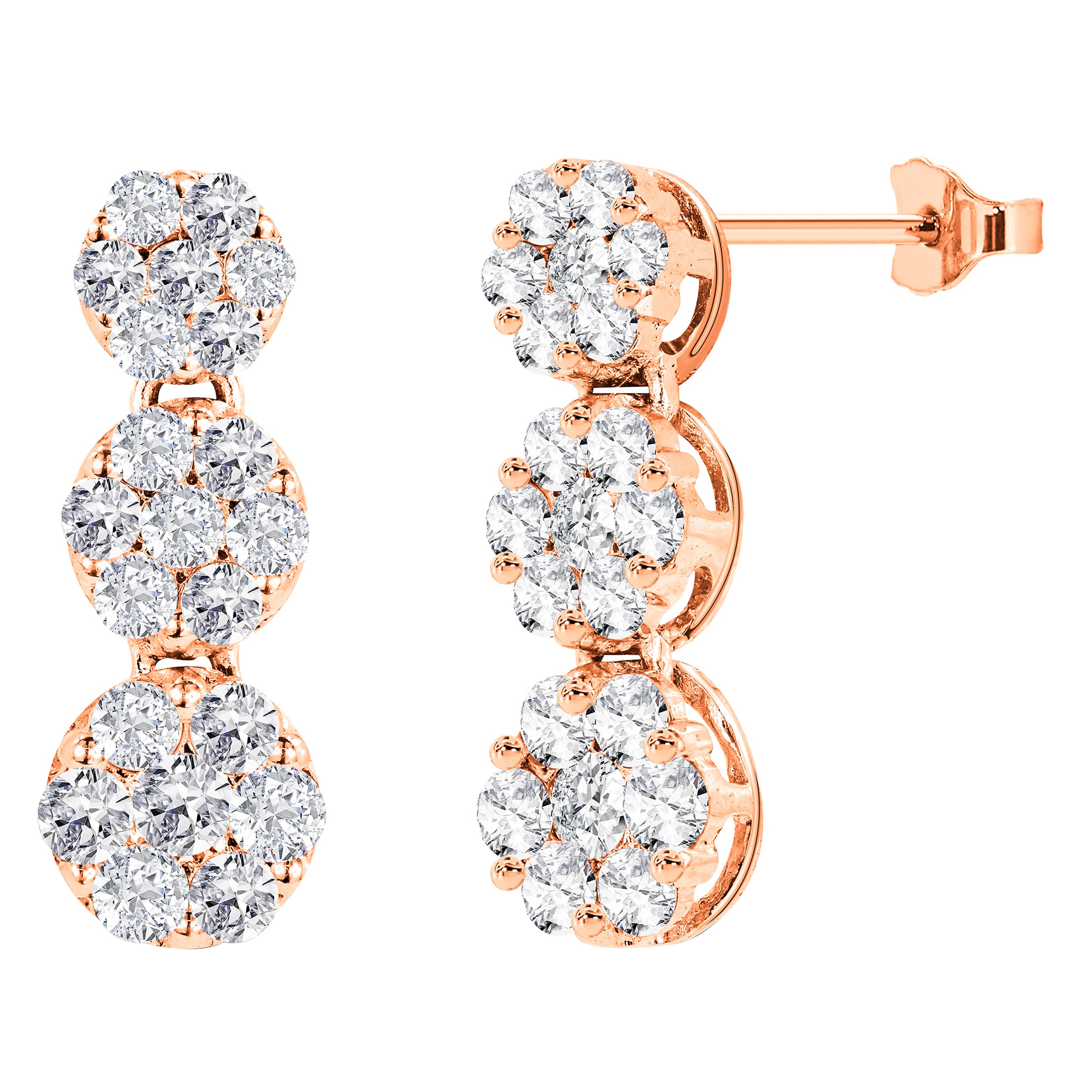 Boucles d'oreilles pendantes avec diamants 0,85ct en or 14k en vente