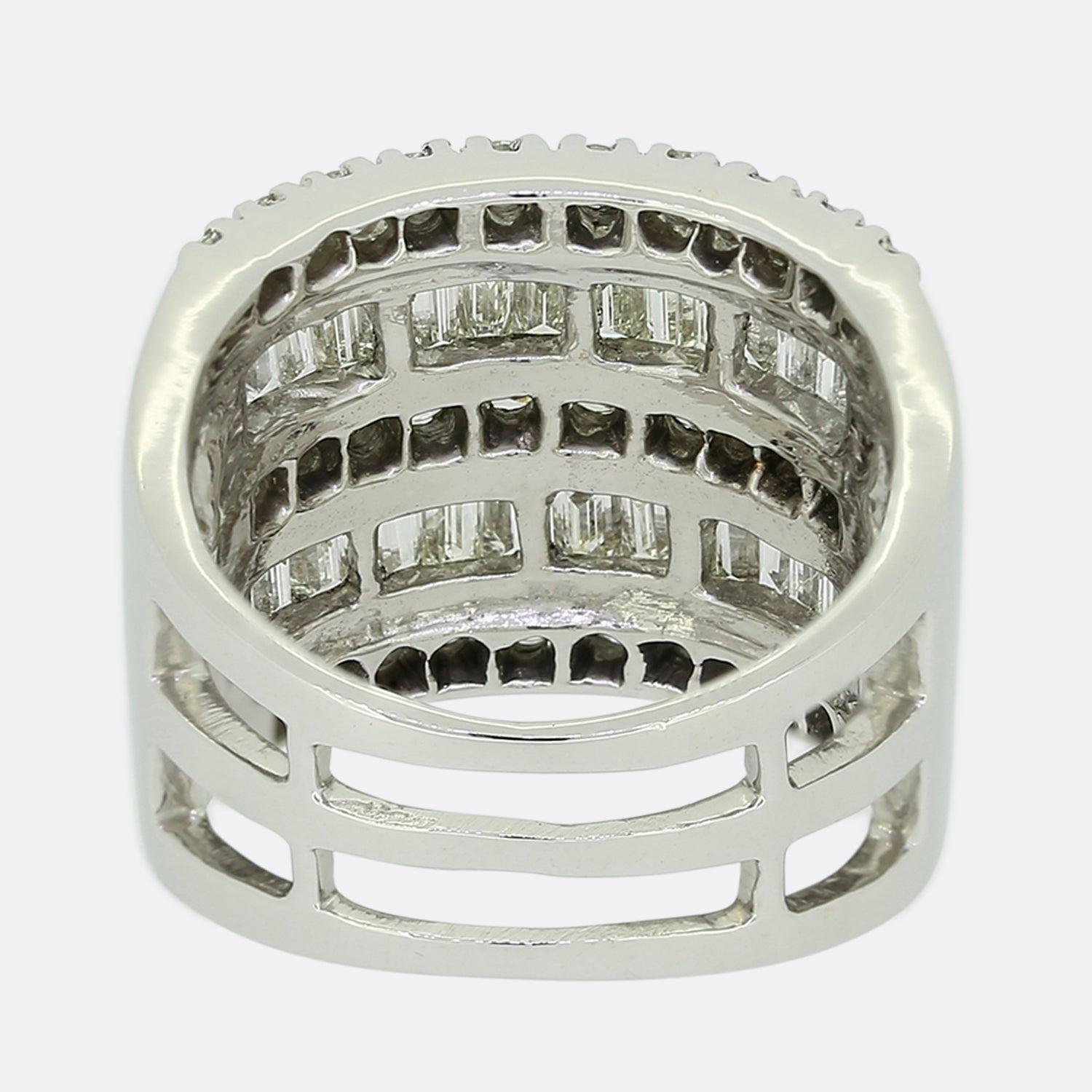 Baguette Cut 0.85ct Diamond Five Layered Ring For Sale