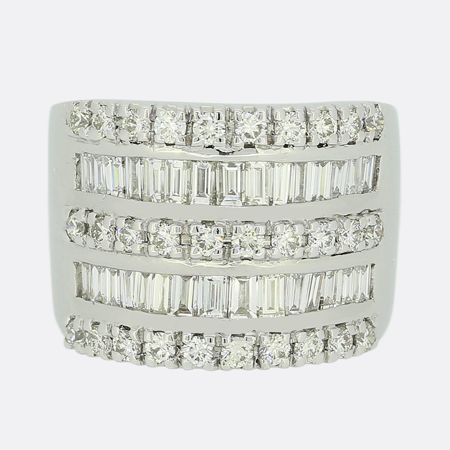 0.85ct Diamond Five Layered Ring In Good Condition For Sale In London, GB