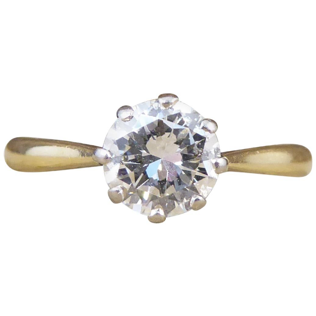 0.85 Carat Diamond Solitaire Ring in 18 Carat Yellow Gold and Platinum