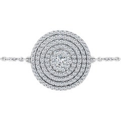 Bespoke 0.85ct Fancy Micro Set Round Brilliant Diamond White Gold Disc Bracelet