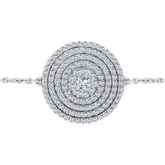 Bespoke 0.85ct Fancy Micro Set Round Brilliant Diamond White Gold Disc Bracelet 