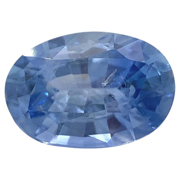 Saphir bleu glacé ovale non chauffé 0.85 carat du Sri Lanka