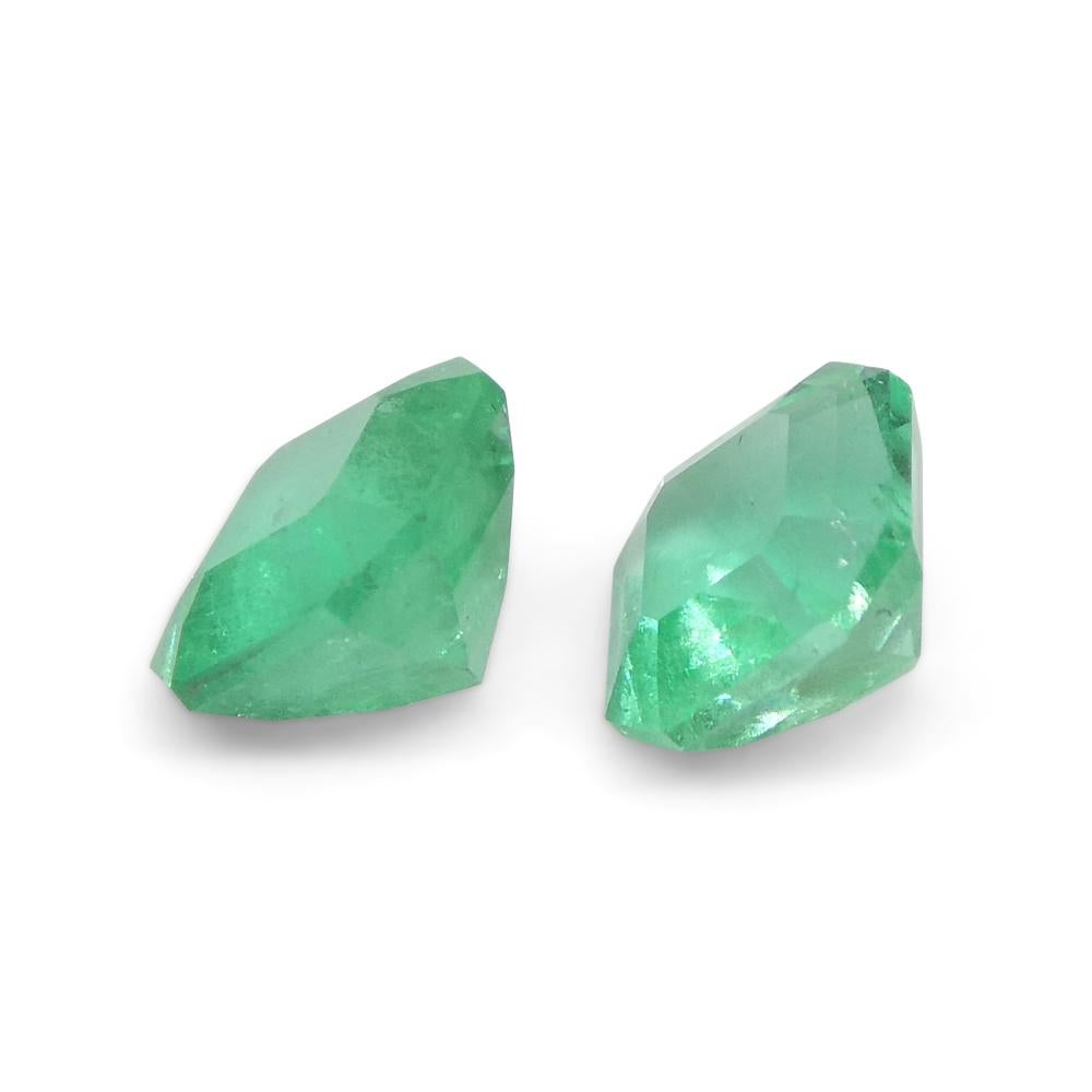 0.85ct Pair Square Green Emerald from Colombia For Sale 6