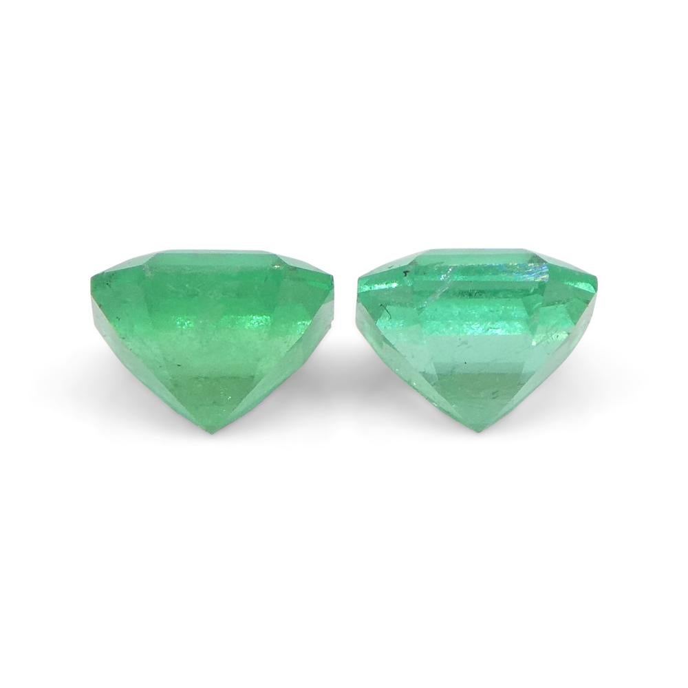 0.85ct Pair Square Green Emerald from Colombia For Sale 7