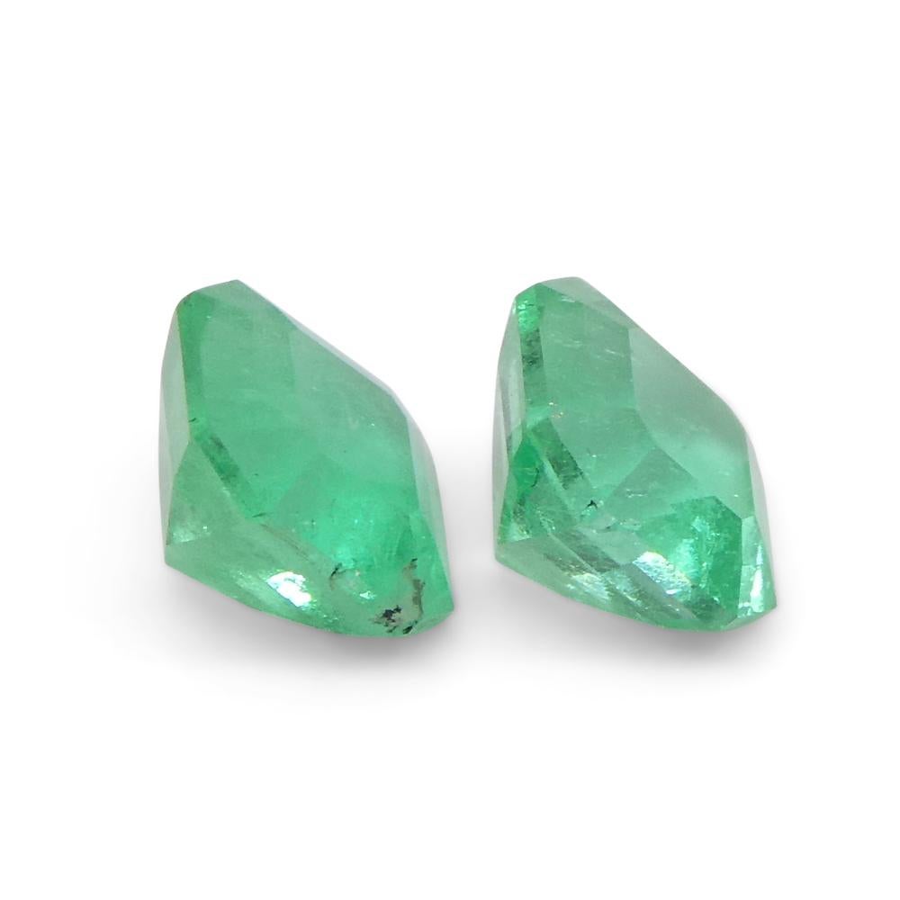 0.85ct Pair Square Green Emerald from Colombia For Sale 8