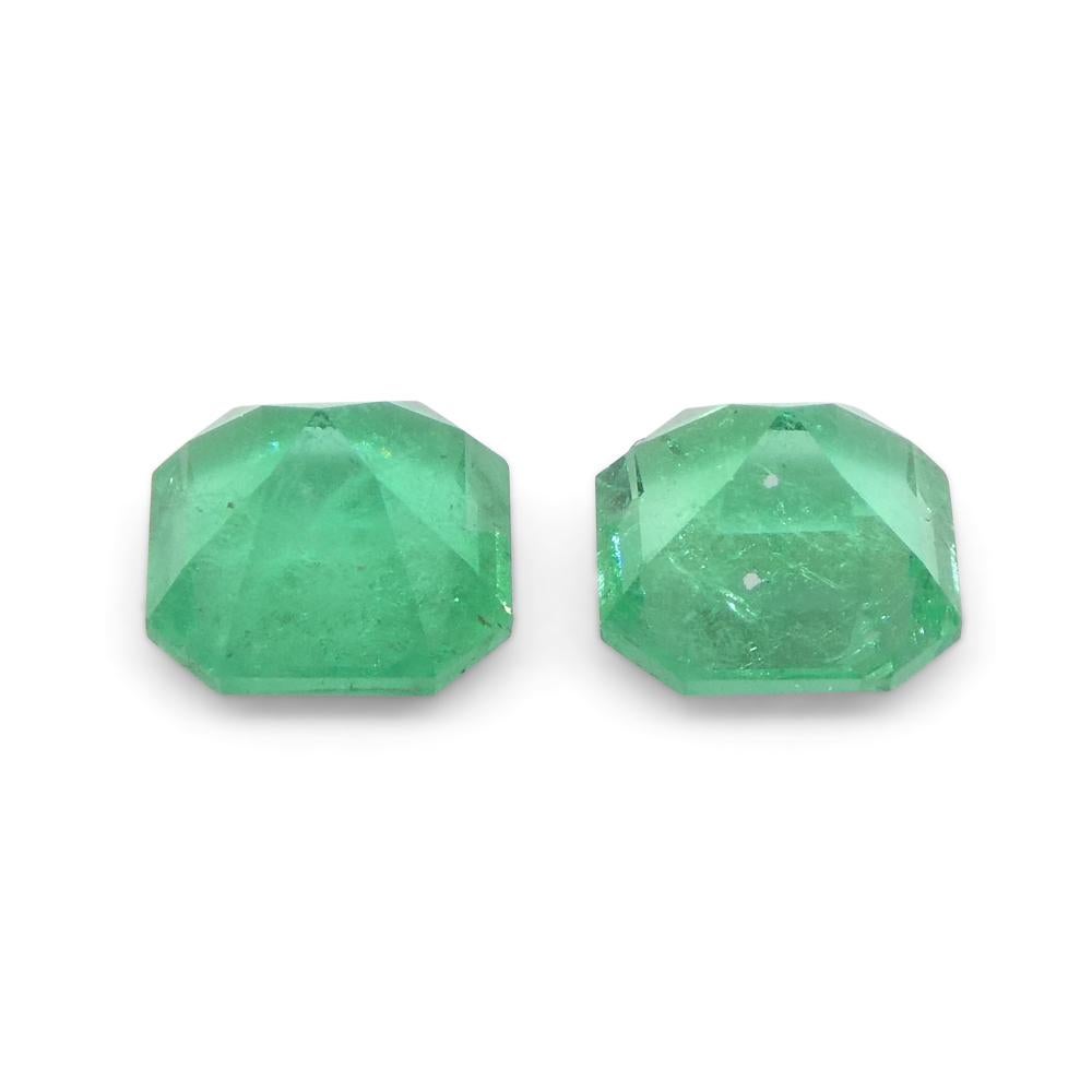 0.85ct Pair Square Green Emerald from Colombia For Sale 1
