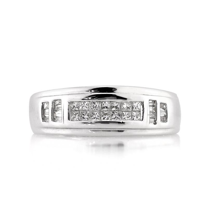 0.85ct Princess and Baguette Cut Diamond Men
s Wedding Band