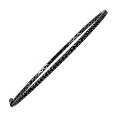 0.85ct Round Brilliant Cut Black Diamond Bangle Bracelet in 18K Black Gold
