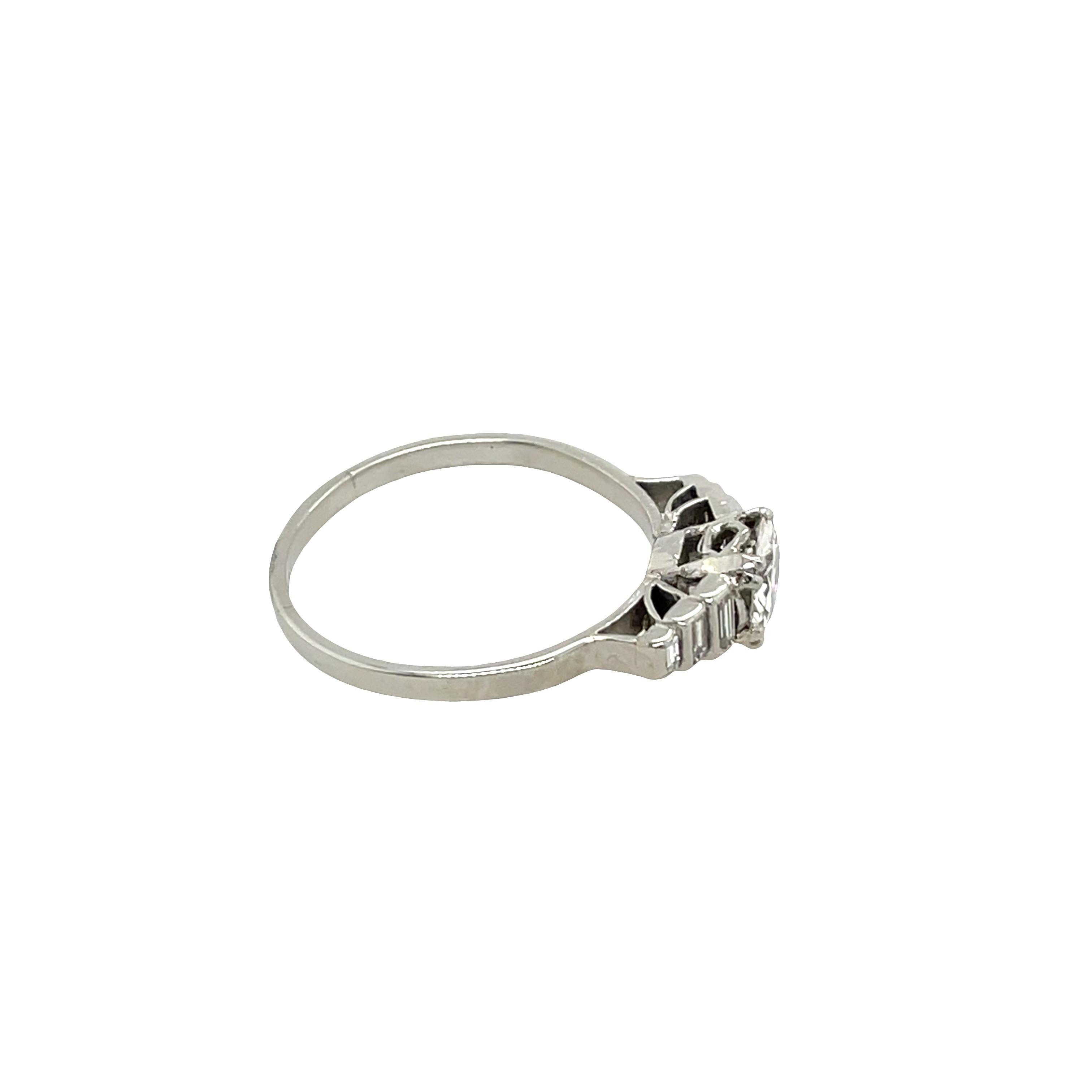 0.85ct Round Brilliant Cut J-SI3 Diamond Ring, Set In Platinum For Sale 1