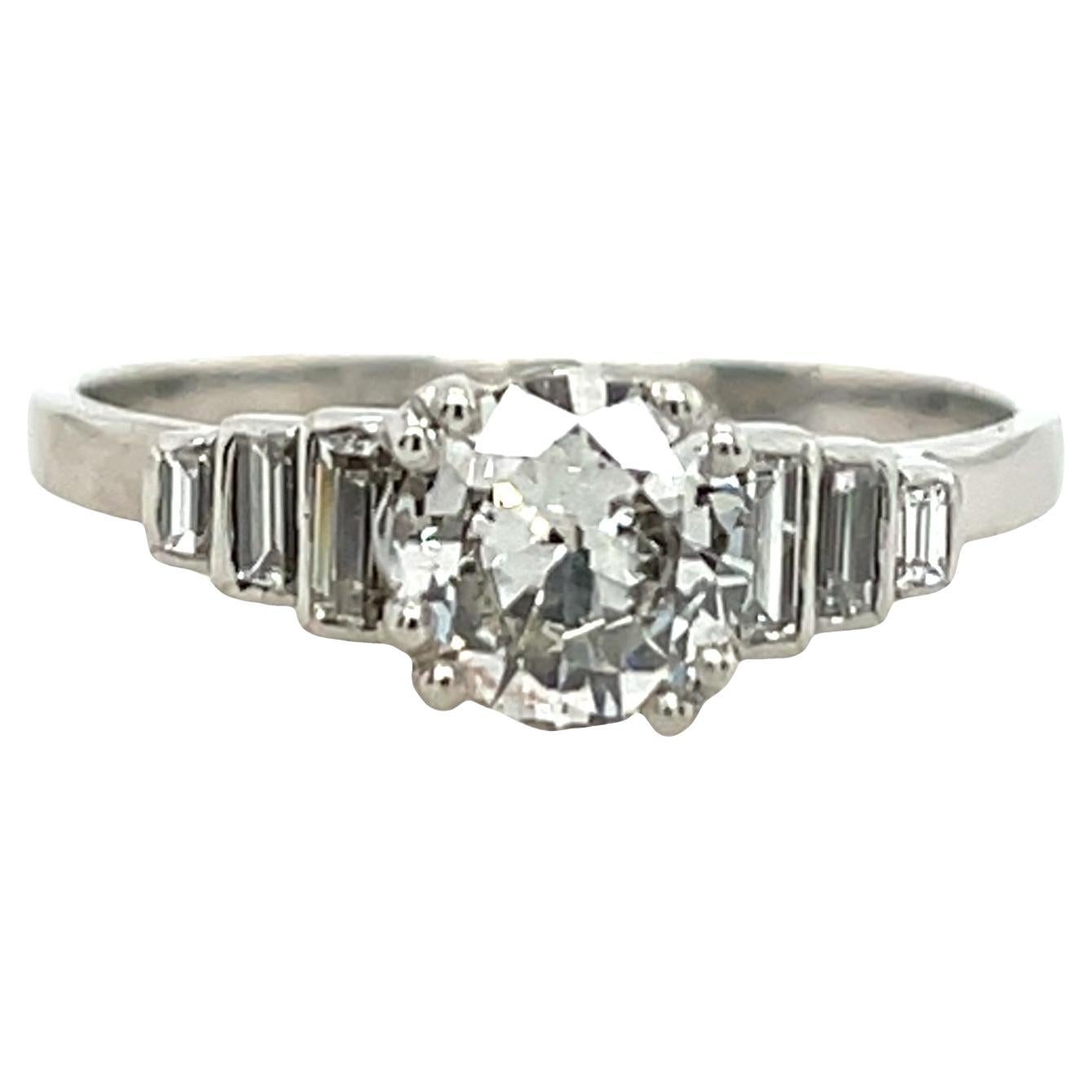 0.85ct Round Brilliant Cut J-SI3 Diamond Ring, Set In Platinum