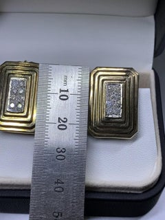 0.85ct Round diamond art deco chunky style earrings in 9ct yellow gold elongated