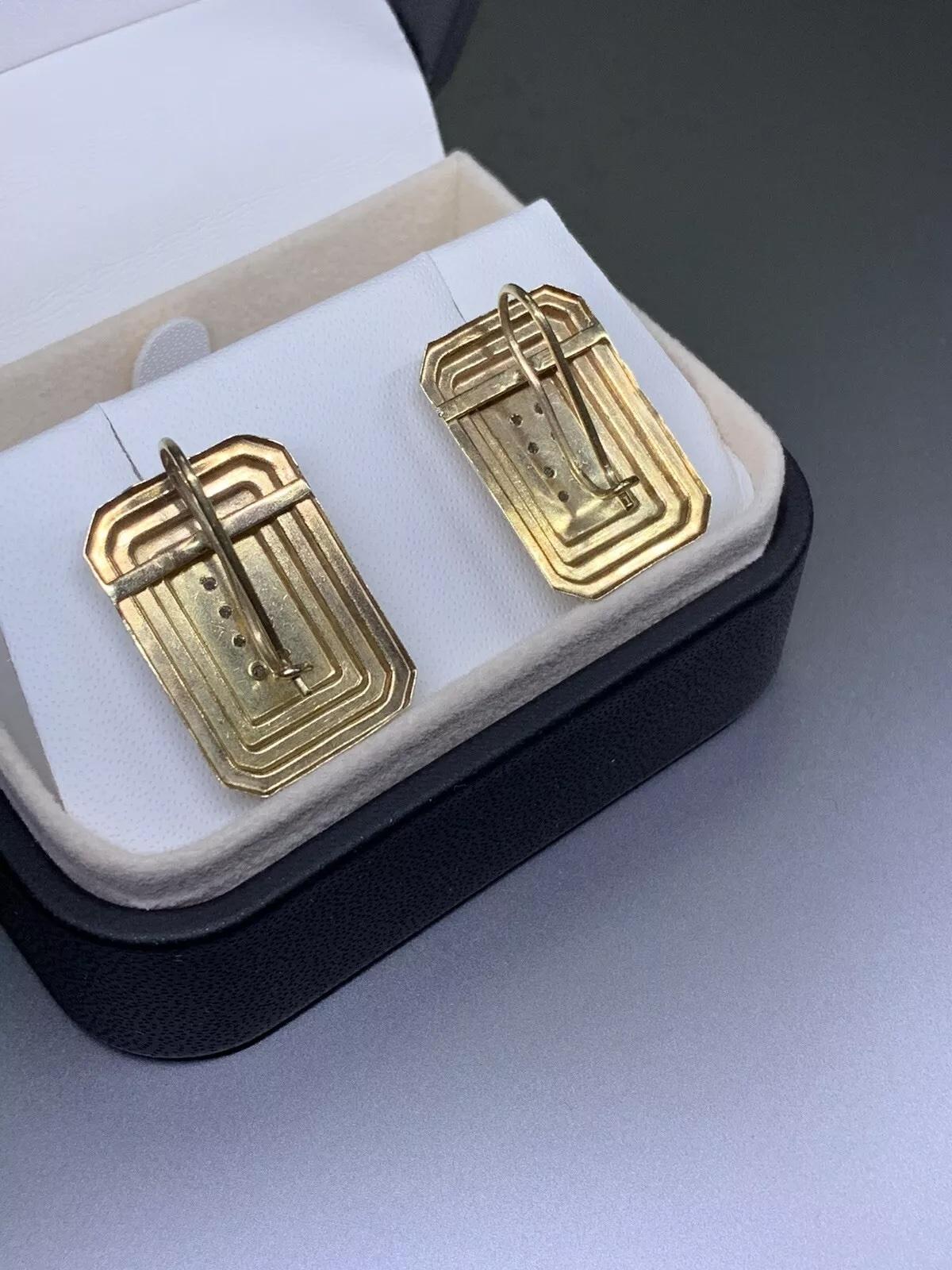 da uomo o donna Orecchini in oro giallo 9ct con diamante rotondo da 0,85 carati in stile art deco, di forma allungata in vendita