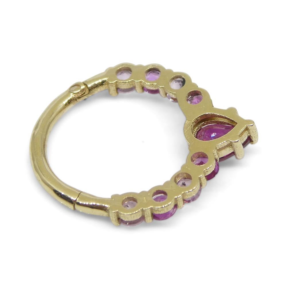 0.85ct Ruby and Pink Sapphire 16G 10mm Hinged Septum Clicker Ring in 14k YG For Sale 6