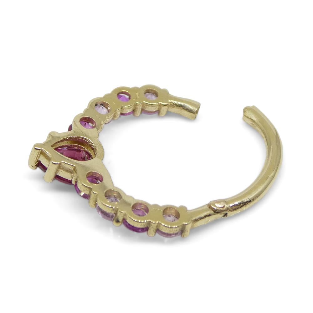 0.85ct Ruby and Pink Sapphire 16G 10mm Hinged Septum Clicker Ring in 14k YG For Sale 7