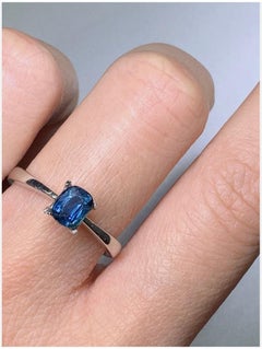 0.85ct Teal Sapphire Solitaire Engagement Ring 18ct White Gold