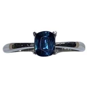 0.85ct Teal Sapphire Solitaire Engagement Ring 18ct White Gold