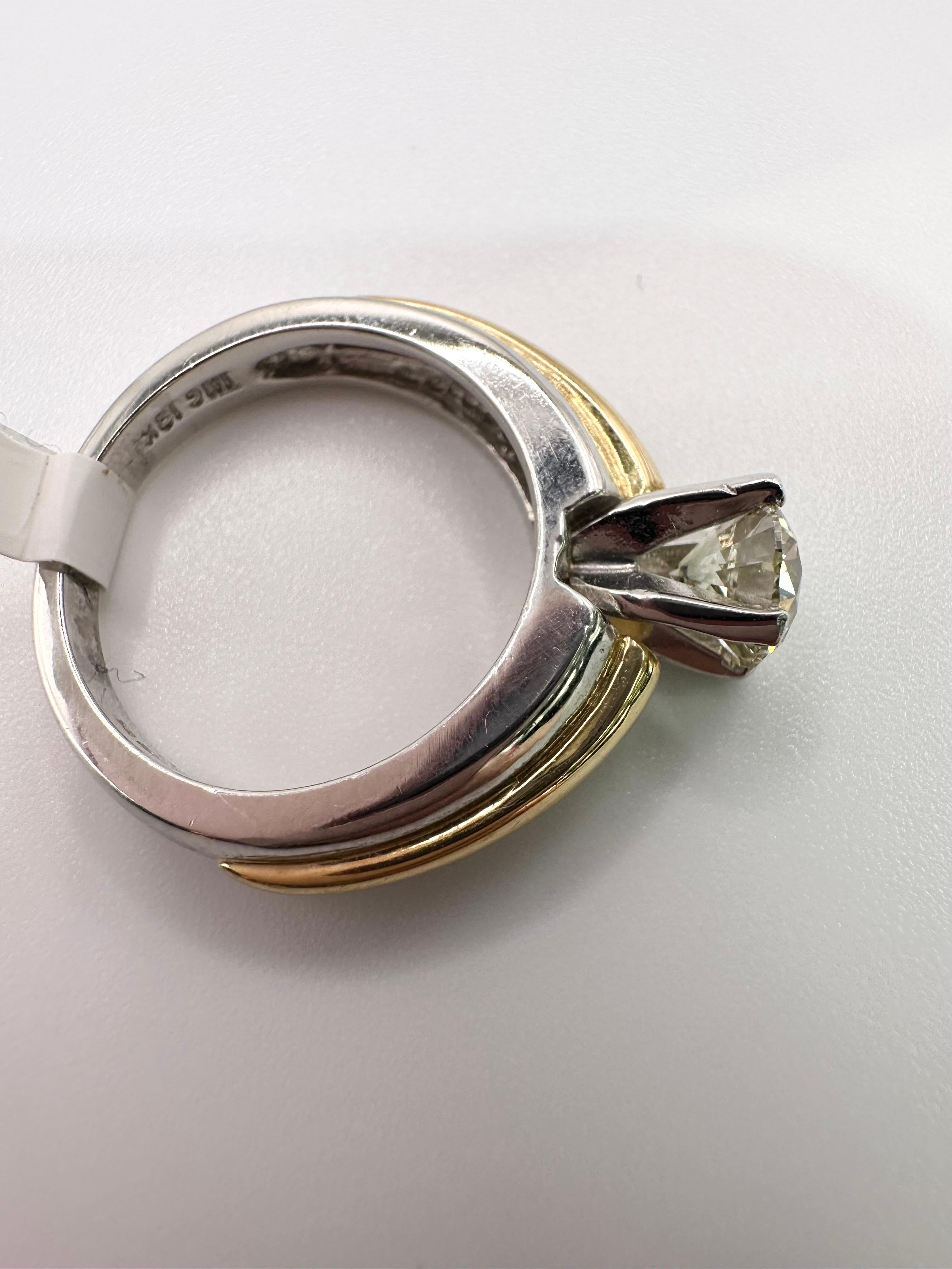 da uomo o donna Anello di fidanzamento con diamante in platino da 0,85 carati in oro 14KT in vendita