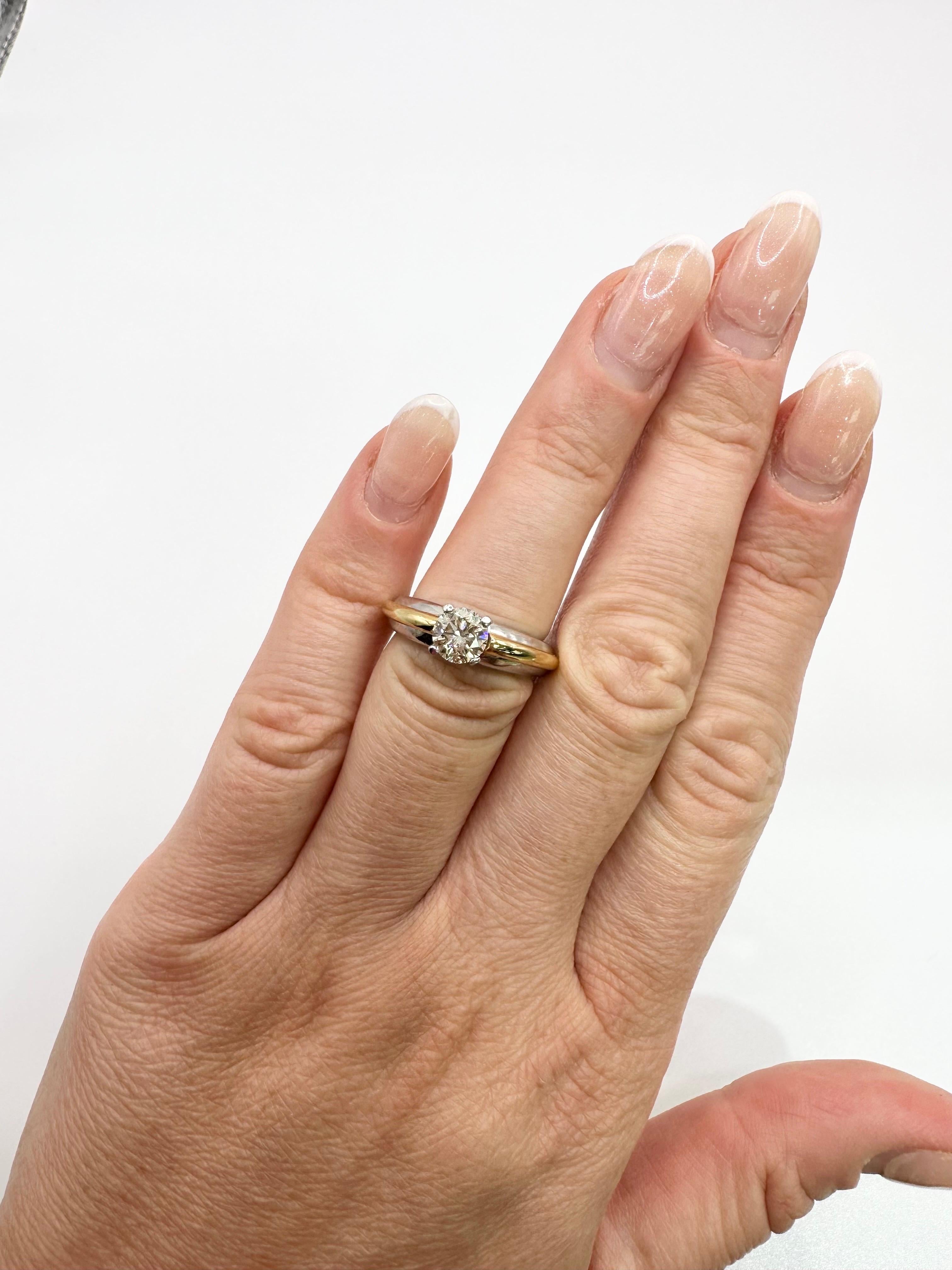 Anello di fidanzamento con diamante in platino da 0,85 carati in oro 14KT in vendita 1