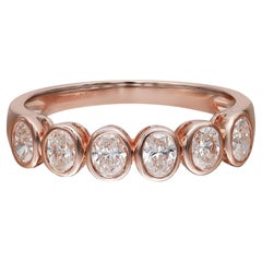 0.85cttw Bezel Set Oval Cut Diamond Eternity Band Ring 18k Rose Gold