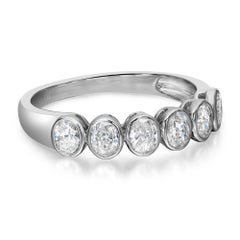 0,85cttw Bezel Set Oval Cut Diamond Eternity Band Ring 18k Weißgold Größe 6,5