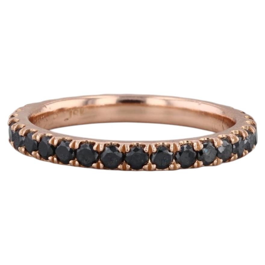 0.85ctw Black Diamond Eternity Band 18k Rose Gold Stackable Wedding Ring Sz 5.5 For Sale