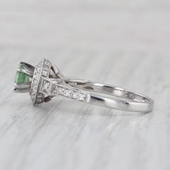 0.85ctw Demantoid Garnet Diamond Halo Ring 18k White Gold Size 7.75 Engagement