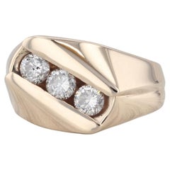 0.85ctw Diamond 3-Stone Men's Ring 14k Yellow Gold Size 8.75