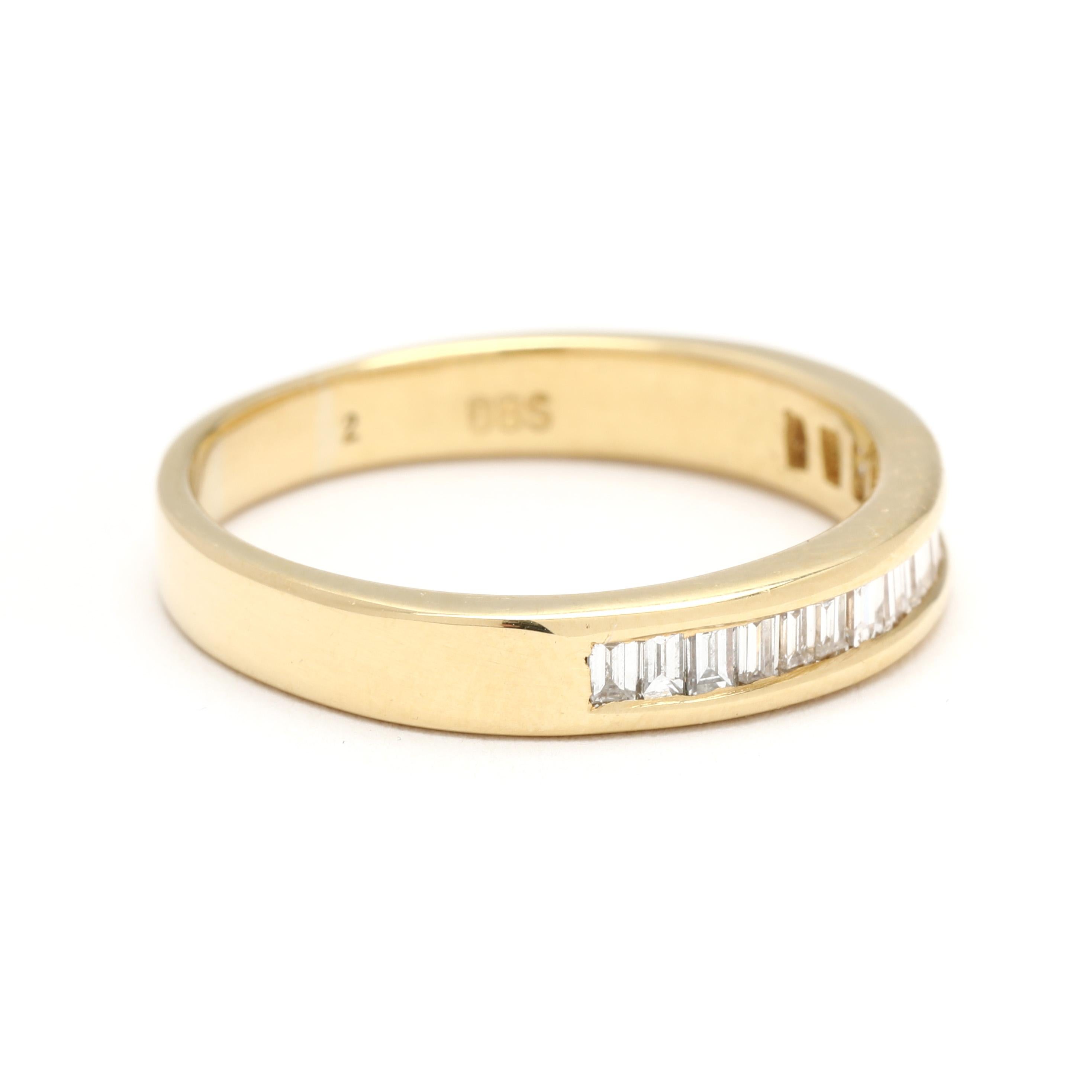 Baguette Cut 0.85ctw Diamond Baguette Channel Band Ring, 18k Yellow Gold, Ring Size 8.25 For Sale