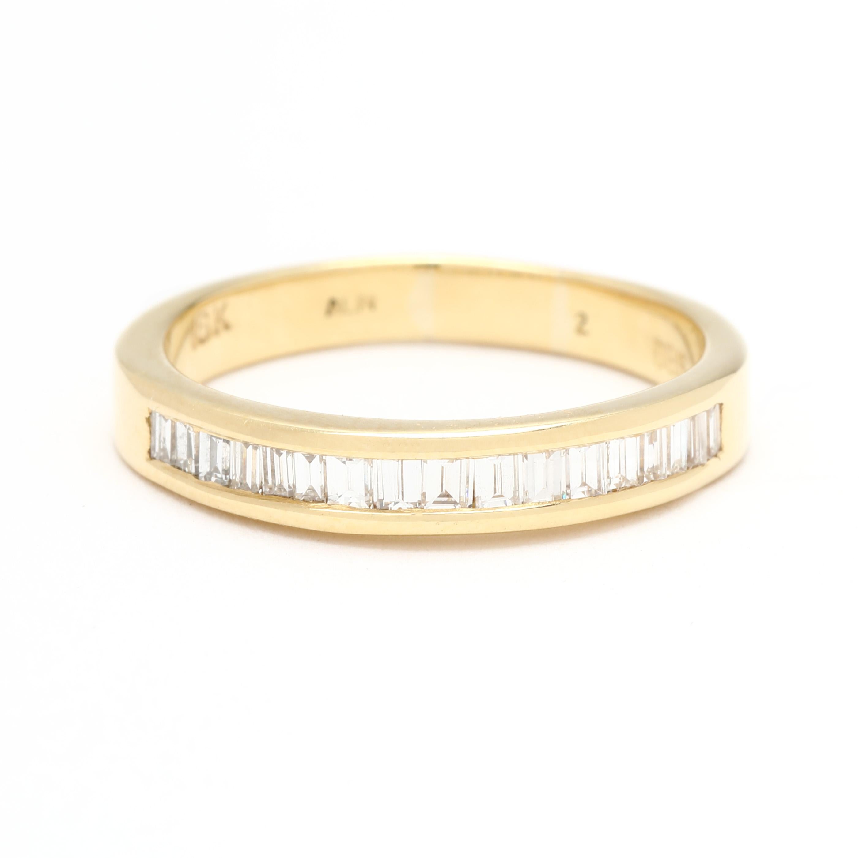 0.85ctw Diamond Baguette Channel Band Ring, 18k Yellow Gold, Ring Size 8.25