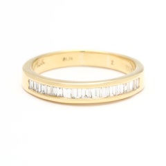 Anello a fascia con diamante Baguette da 0,85 carati, oro giallo 18 carati, misura 8,25