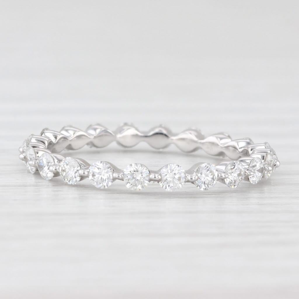 Gemstone Information:
- Natural Diamonds -
Total Carats - 0.85ctw
Cut - Round Brilliant
Color - F - G
Clarity - VS2 - SI1

Metal: 14k White Gold
Weight: 1.3 Grams 
Stamps: 14k 
Rise Above Finger: 2.4 mm
Band / Shank Width: 2.2 mm

This ring is a