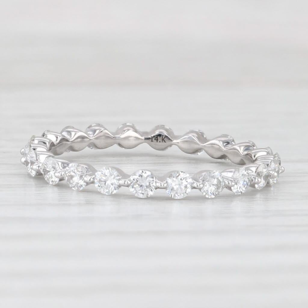 0.85ctw Diamond Eternity Wedding Band 14k White Gold Stackable Anniversary Ring im Angebot 1