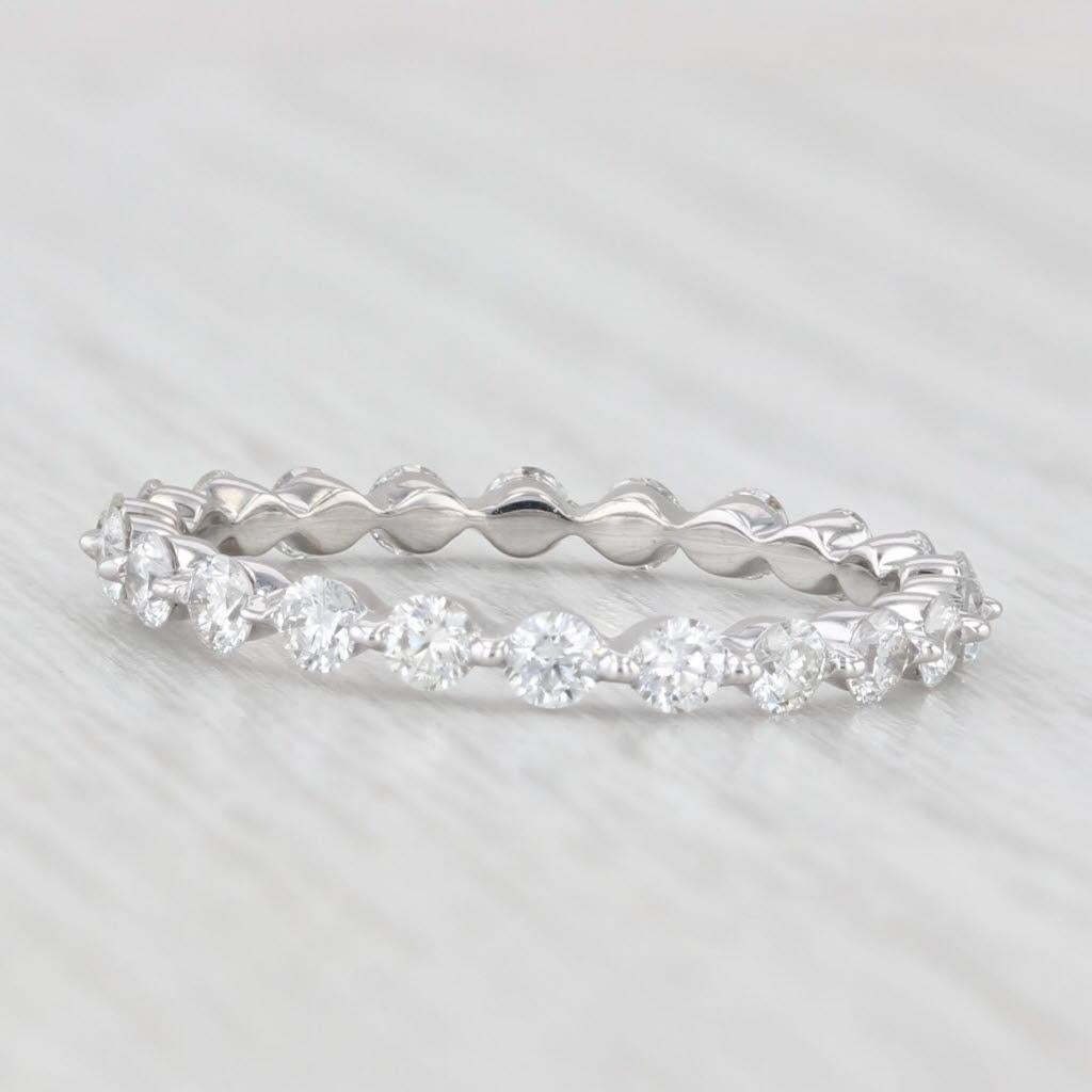 0.85ctw Diamond Eternity Wedding Band 14k White Gold Stackable Anniversary Ring im Angebot 2
