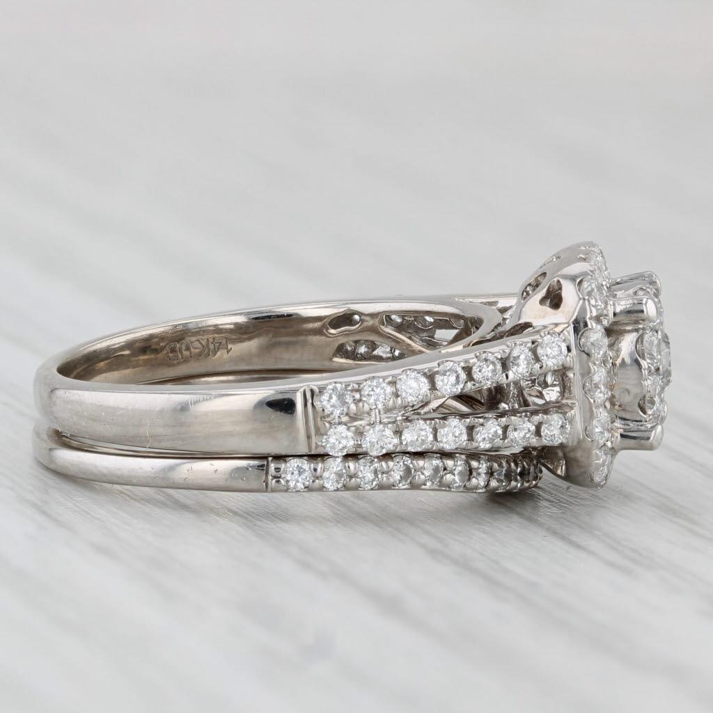Taglio rotondo Anello di fidanzamento a forma di aureola con diamante da 0,85 ct. in vendita