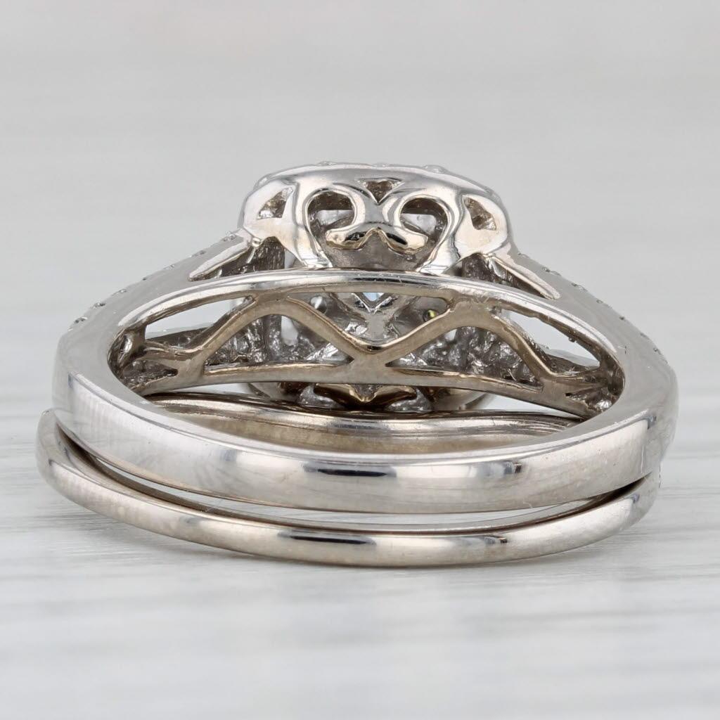 Anello di fidanzamento a forma di aureola con diamante da 0,85 ct. In condizioni buone in vendita a McLeansville, NC