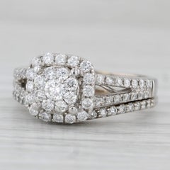 0,85 Karat Diamant Halo Verlobungsring 14k Weißgold Gr. 6