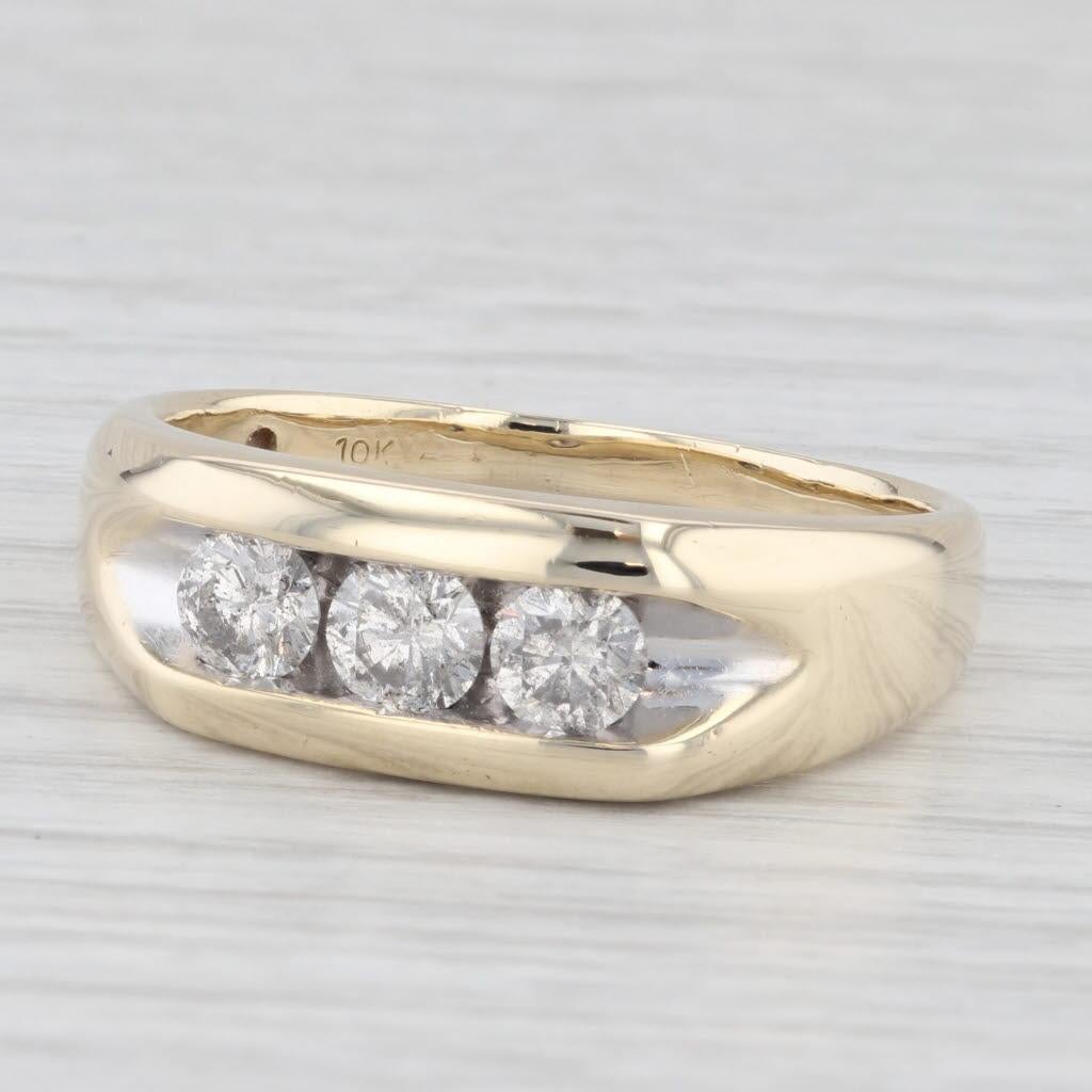 0.85ctw Diamond Men's Wedding Band 10k Yellow Gold Size 12.75 Ring 1