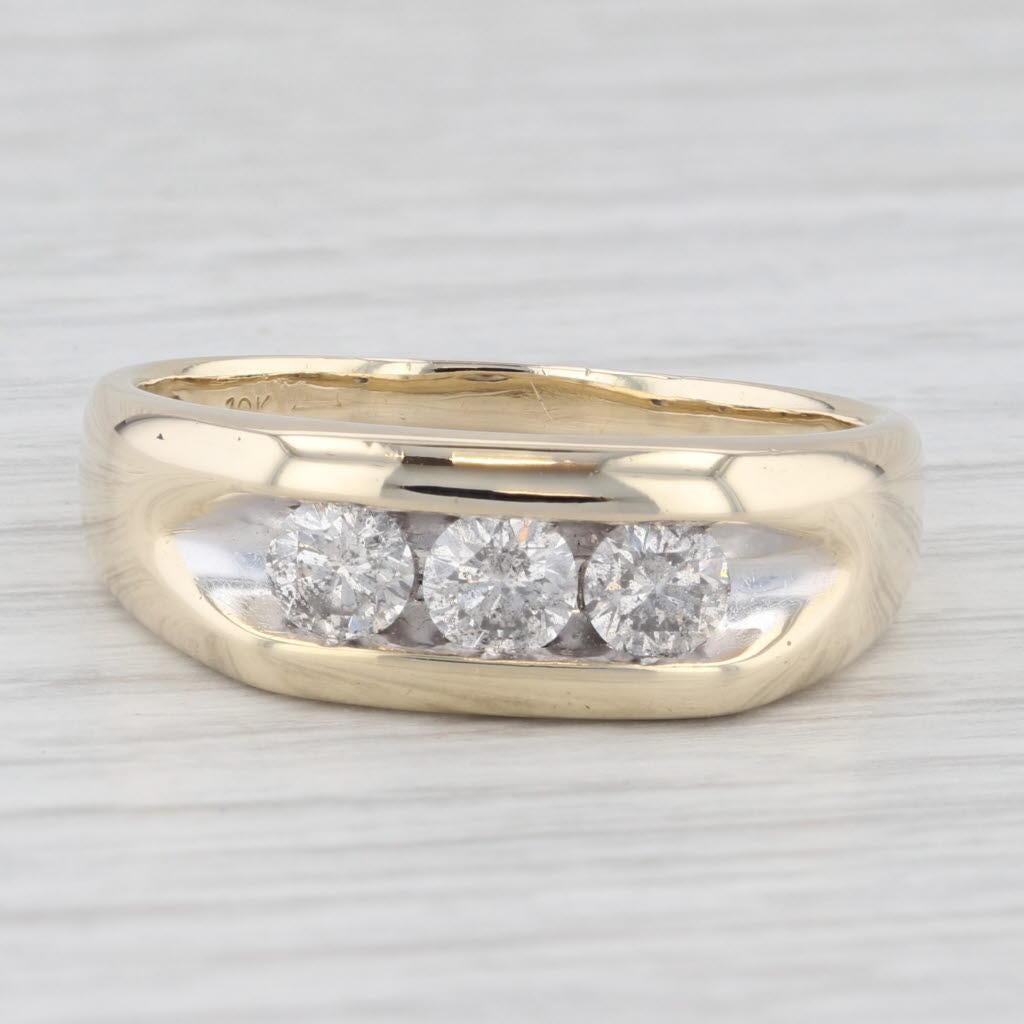 0.85ctw Diamond Men's Wedding Band 10k Yellow Gold Size 12.75 Ring 2