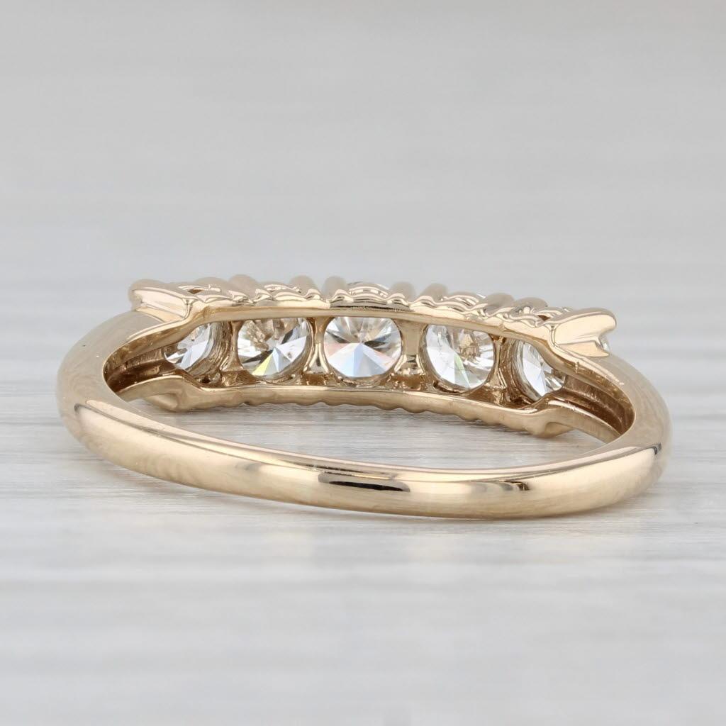 Taille ronde Alliance d'anniversaire empilable en or jaune 14 carats avec diamants 0,85 carat, taille 8 en vente