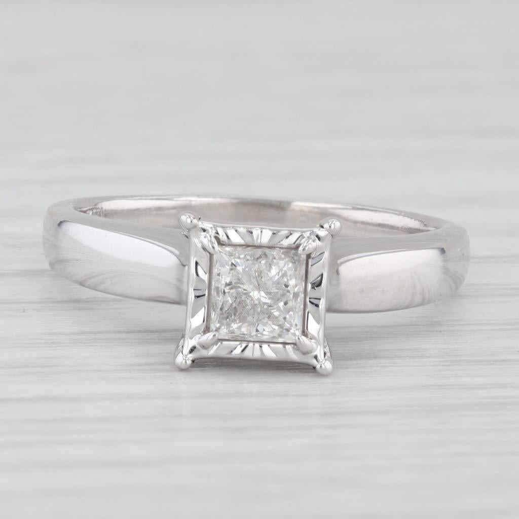 Princess Cut 0.85ctw Princess Diamond Engagement Ring 14k White Gold Size 8.5 Cathedral Band