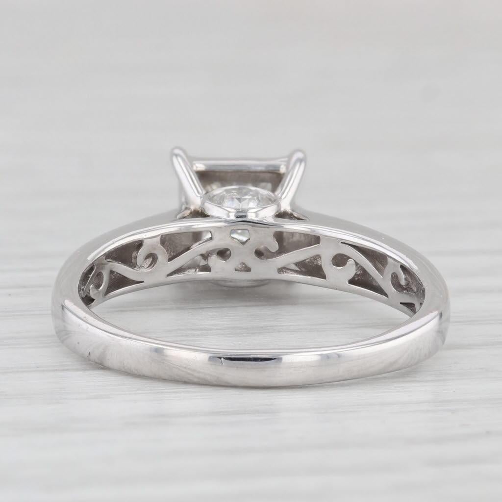 0.85ctw Princess Diamond Engagement Ring 14k White Gold Size 8.5 Cathedral Band In Good Condition In McLeansville, NC