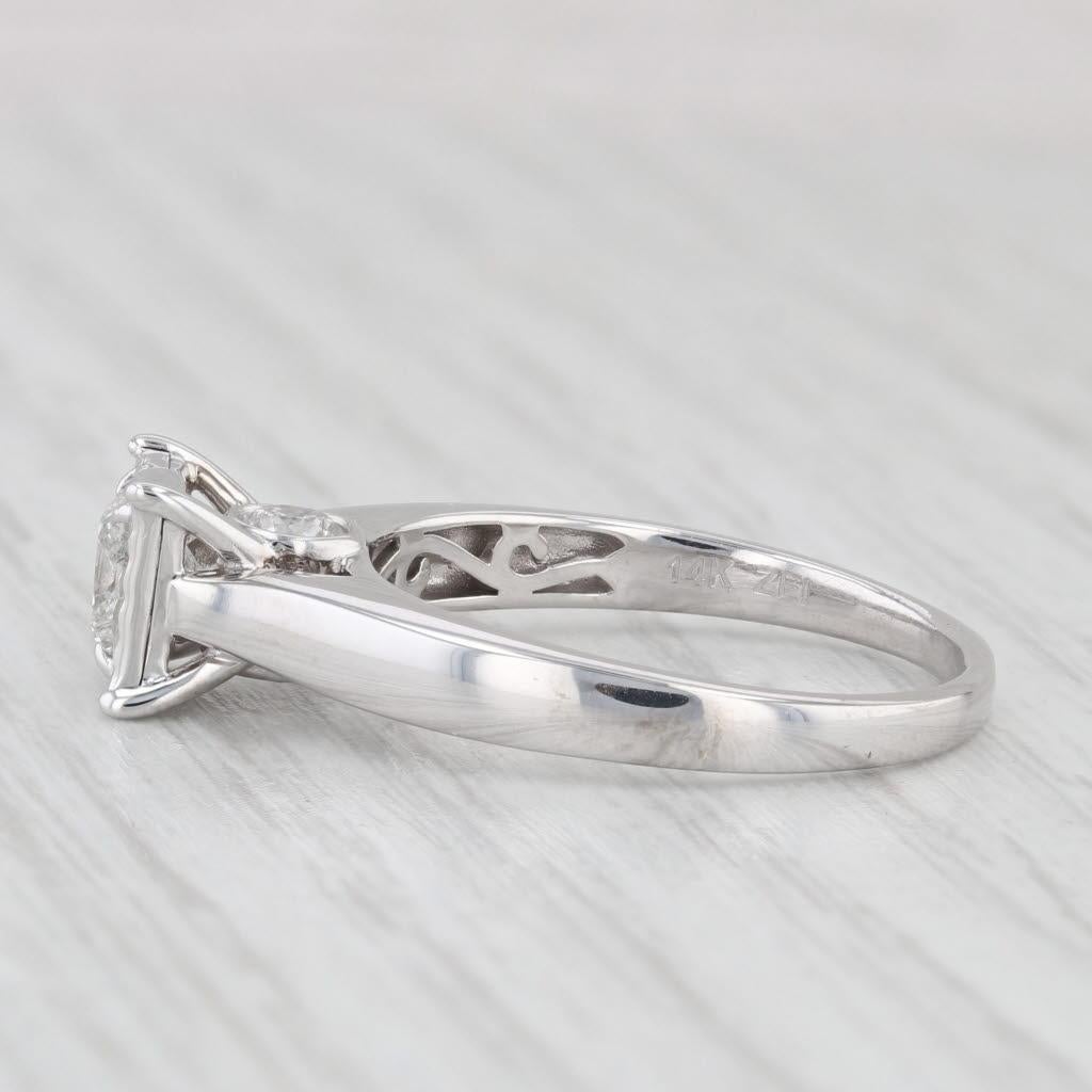 0.85ctw Princess Diamond Engagement Ring 14k White Gold Size 8.5 Cathedral Band 1