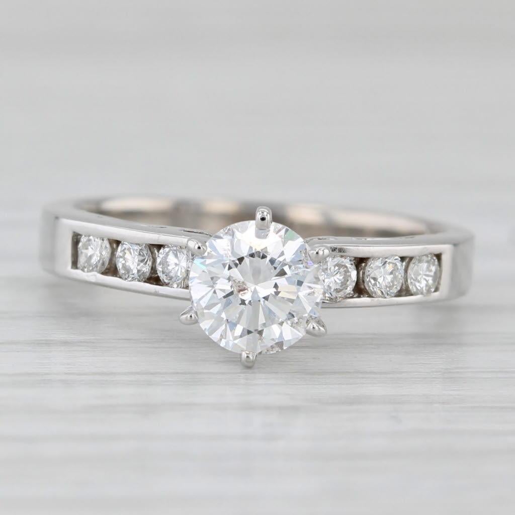0.85ctw Round Diamond Engagement Ring 14k White Gold Size 5.5 In Good Condition For Sale In McLeansville, NC