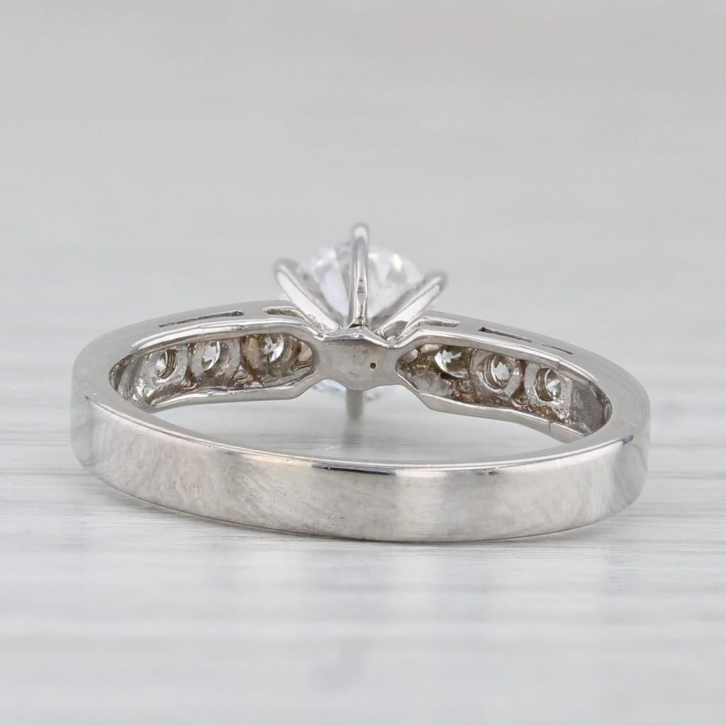 Women's or Men's 0.85ctw Round Diamond Engagement Ring 14k White Gold Size 5.5 For Sale