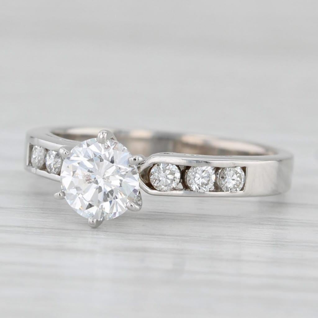 0.85ctw Round Diamond Engagement Ring 14k White Gold Size 5.5 For Sale 1