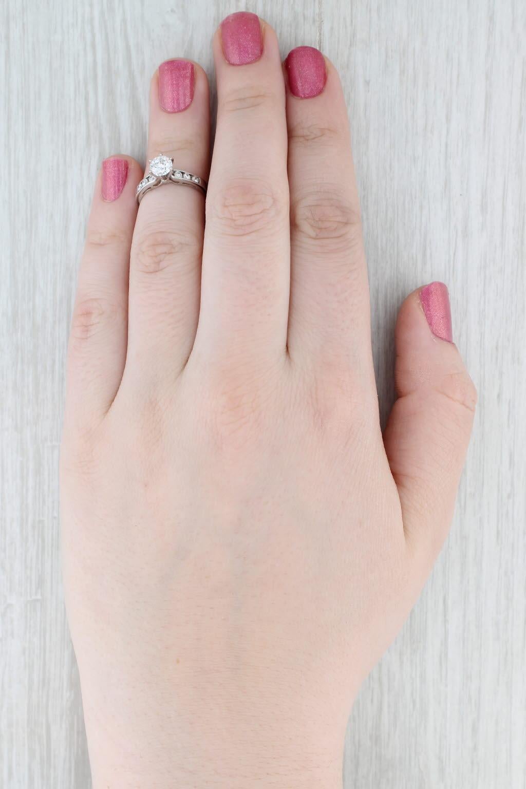 0.85ctw Round Diamond Engagement Ring 14k White Gold Size 5.5 For Sale 4