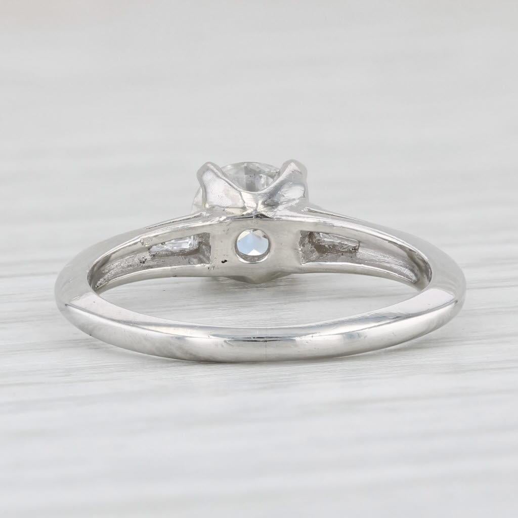 0.85ctw Round Diamond Engagement Ring 900 Platinum Size 5.5 In Good Condition In McLeansville, NC