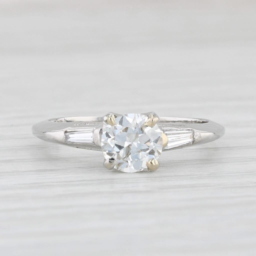 0.85ctw Round Diamond Engagement Ring 900 Platinum Size 5.5 2